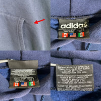 90's adidas アディダス トレフォイルロゴ刺繡 プルオーバースウェットパーカー ネイビー 万国旗タグ USA製 Size L 福生店