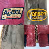 VANSON バンソン TJV USA製 後付けワッペン レザー チームジャケット ブラック×レッド size44 瑞穂店