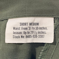 60’s U.S.ARMY 米軍 ジャングルファティーグ ミリタリーカーゴパンツ オリーブ リップストップ 8405-935-3307 69年会計 2 Size M-S 福生店