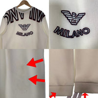 EMPORIO ARMANI エンポリオアルマーニ 刺繡ロゴ クルーネックスウェットトレーナー スウェットパンツ セット ホワイト Size L 福生店