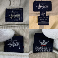 90's STUSSY ステューシー コットンキャンバス トラウザー パンツ ホワイト 中国製 紺タグ Size 32 福生店