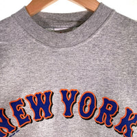 majestic マジェスティック Newyork Mets ニューヨーク メッツ アーチロゴ 半袖 Tシャツ グレー オレンジ メキシコ製 Size L 福生店