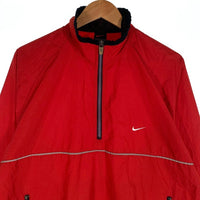 90's~ NIKE ナイキ ハーフジップ プルオーバージャケット レッド ポリエステル 薄手 Size L 福生店