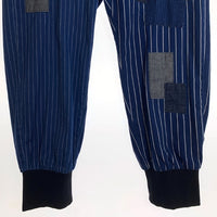 glamb グラム Clump wide denim ウォバッシュ ストライプ パッチワーク ジョガーパンツ 裾リブ インディゴ GB17SM/P10 Size 3 福生店