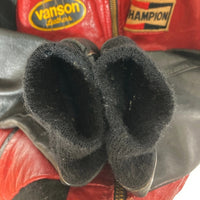 VANSON バンソン TJV USA製 後付けワッペン レザー チームジャケット ブラック×レッド size44 瑞穂店