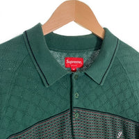 SUPREME シュプリーム 21AW Knit Stripe L/S Polo コットンニット ストライプ ロングスリーブポロシャツ グリーン Size M 福生店