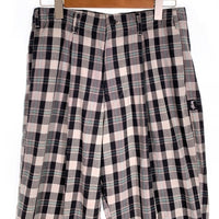 80's STUSSY ステューシー コットン チェック柄 1タックスラックス パンツ ブラック グレー USA製 黒タグ Size 32 福生店