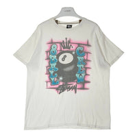 STUSSY ステューシー 8 BALL CREW Tシャツ ホワイト sizeL※所々汚れあり 瑞穂店
