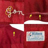 70's Hilton ヒルトン ボーリングシャツ 半袖 ボルドー USA製 Size M 福生店