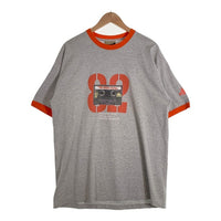 90's PNB NATION CLOTHING ピーエヌビー リンガーTシャツ プリント グレー オレンジ USA製 Size L 福生店