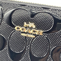 COACH コーチ CV413 シグネチャー パテントレザー ラウンドファスナーウォレット 長財布 ブラック ストラップ 福生店