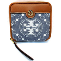 Tory Burch トリーバーチ 二つ折り財布 ラウンドジップ デニム調 ブルー系 瑞穂店