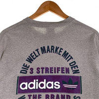 90's adidas アディダス バックプリント 半袖 Tシャツ 刺繡タグ グレー USA製 Size M 福生店