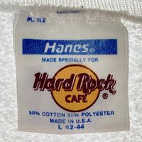 Hanes ヘインズ USA製 80's Hard Rock CAFE プリントスウェット トレーナー ホワイト sizeL 瑞穂店