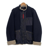PRADA SPORT プラダスポーツ ウール ナイロン切替 ミリタリーライナー風 ボアジャケット ブラック 中綿 SGV470 Size 48 福生店