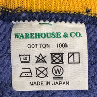 WAREHOUSE ウエアハウス 2トーン ハーフジップ スウェットトレーナー ブルー イエロー 直営店限定 Size 42 福生店