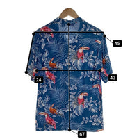 Michael Gerald ミカエルジェラルド レーヨン アロハシャツ ブルー オオハシ Size S 福生店