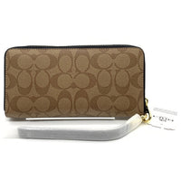COACH コーチ C5615 シグネチャー PVCレザー ラウンドファスナーウォレット 長財布 バスキア カーキ 福生店