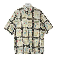 Reyn Spooner レインスプーナー 80's~90's ダイヤモンドヘッドタグ コットン アロハシャツ ホワイトxブラック sizeM 瑞穂店