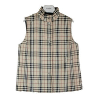 BURBERRY LONDON バーバリーロンドン リバーシブル ノバチェック 裏地キルティング ダウンベスト ベージュ size9 瑞穂店