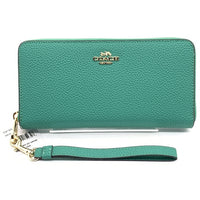 COACH コーチ C4451 PVCレザー ラウンドファスナーウォレット 長財布 グリーン ストラップ 福生店