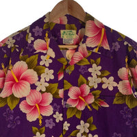 70’s Ui-Maikai 総柄 オープンカラー ハワイアンシャツ アロハ パープル アロハ Size M-L 相当 福生店