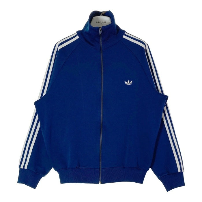 80s adidas アディダス　トラックジャケット　M 水色/ネイビー アディダス オリジナルス ジャージ トラックジャケット 水色