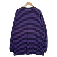 80's STUSSY ステューシー ボーダー ポケット ロングスリーブTシャツ ブラック パープル USA製 黒タグ Size XL 福生店