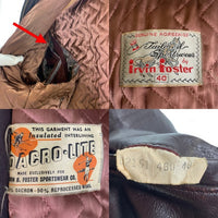 50's~ Irvin forster アーヴィンフォースター ホースハイド レザージャケット TALONジップ 裏キルティング ブラウン Size 40 福生店