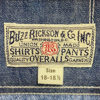 Buzz Rickson's バズリクソンズ BR25995 BLUE CHAMBRAY WORK SHIRT シャンブレー ワーク シャツ インディゴ size18-18・1/2 瑞穂店