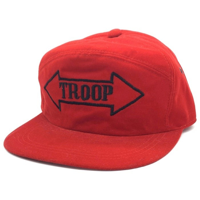 80-90's TROOP トゥループ ベロア 5パネルキャップ レッド 刺繡 スナップバック 80-90's TROOP トゥループ ベロア 5パネルキャップ レッド 刺繡