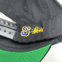 90's STUSSY ステューシー CAPS Sロゴ刺繡 6パネルキャップ ブラック スナップバック USA製 白タグ オールド 福生店