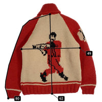 CANADIAN SWEATER カナディアンセーター ナンバリング ジップアップ カウチンセーター レッド Size S 相当 福生店