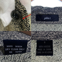 90's phiz フィズ レーヨン 長袖 ビスコースシャツ ベージュ ブラック Size S 福生店