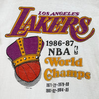 80's NBA ロサンゼルス・レイカーズ 1986-87 World Champs プリントTシャツ ホワイト BELTON Size L 福生店