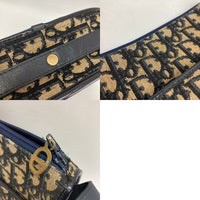 DIOR ディオール トロッター ショルダーバッグ ヴィンテージ CD ゴールド金具 ネイビー×ベージュ 瑞穂店
