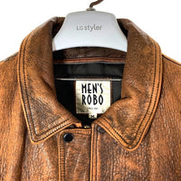 MEN'S ROBO メンズロボ ラムレザージャケット ブラウン sizeM※ボアカラー・ライナー欠損 瑞穂店
