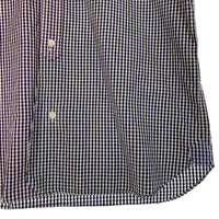 A BATHING APE アベイシングエイプ ボタンダウン ギンガムチェック 半袖シャツ 切替 ネイビー パープル Size L 福生店
