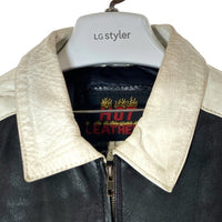 HOT LEATHERS ホットレザー USAワッペン 星条旗 シングル ライダースジャケット ブラック sizeL 瑞穂店