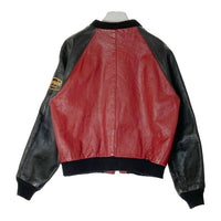 VANSON バンソン TJV USA製 後付けワッペン レザー チームジャケット ブラック×レッド size44 瑞穂店
