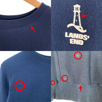 70-80's Champion チャンピオン LANDS'END リバースウィーブ クルーネックスウェットトレーナー ネイビー USA製 青単色 Size M 福生店