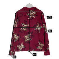 Stussy ステューシー レーヨン バタフライ柄 長袖オープンカラーシャツ レッド sizeM 瑞穂店