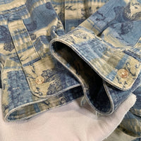 90's L.L.Bean エルエルビーン 総柄プリント ボタンダウンシャツ ブルー USA製 Size XXL 福生店