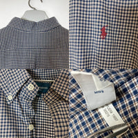 Ralph Lauren ラルフローレン CLASSIC FIT ボタンダウン 長袖チェックシャツ ブルー×ホワイト sizeXXL 瑞穂店