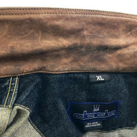 damani dada ダマーニダダ 襟レザー ジップアップ デニムジャケット インディゴ sizeXL 瑞穂店