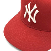 90's New Era ニューエラ MLB ニューヨーク・ヤンキース 59FIFTY ベースボールキャップ レッド ウール USA製 Size 7 3/8 (56.8cm) 福生店