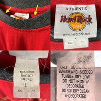 90-00's Hard Rock Cafe ハードロックカフェ プリント リンガーTシャツ レッド ブラック Size L 福生店