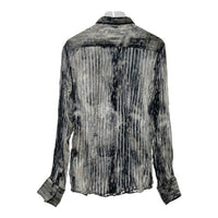 TORNADO MART トルネードマート シワ加工 ポリエステル 総柄シャツ 長袖 ブラック シースルー Size L 瑞穂店