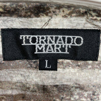 TORNADO MART トルネードマート シワ加工 ポリエステル 総柄シャツ 長袖 ブラック シースルー Size L 瑞穂店