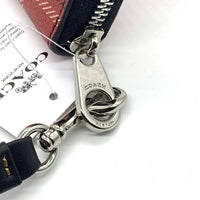 COACH コーチ CC335 PVCレザー チェック柄 ラウンドファスナーウォレット 長財布 レッド ストラップ 福生店